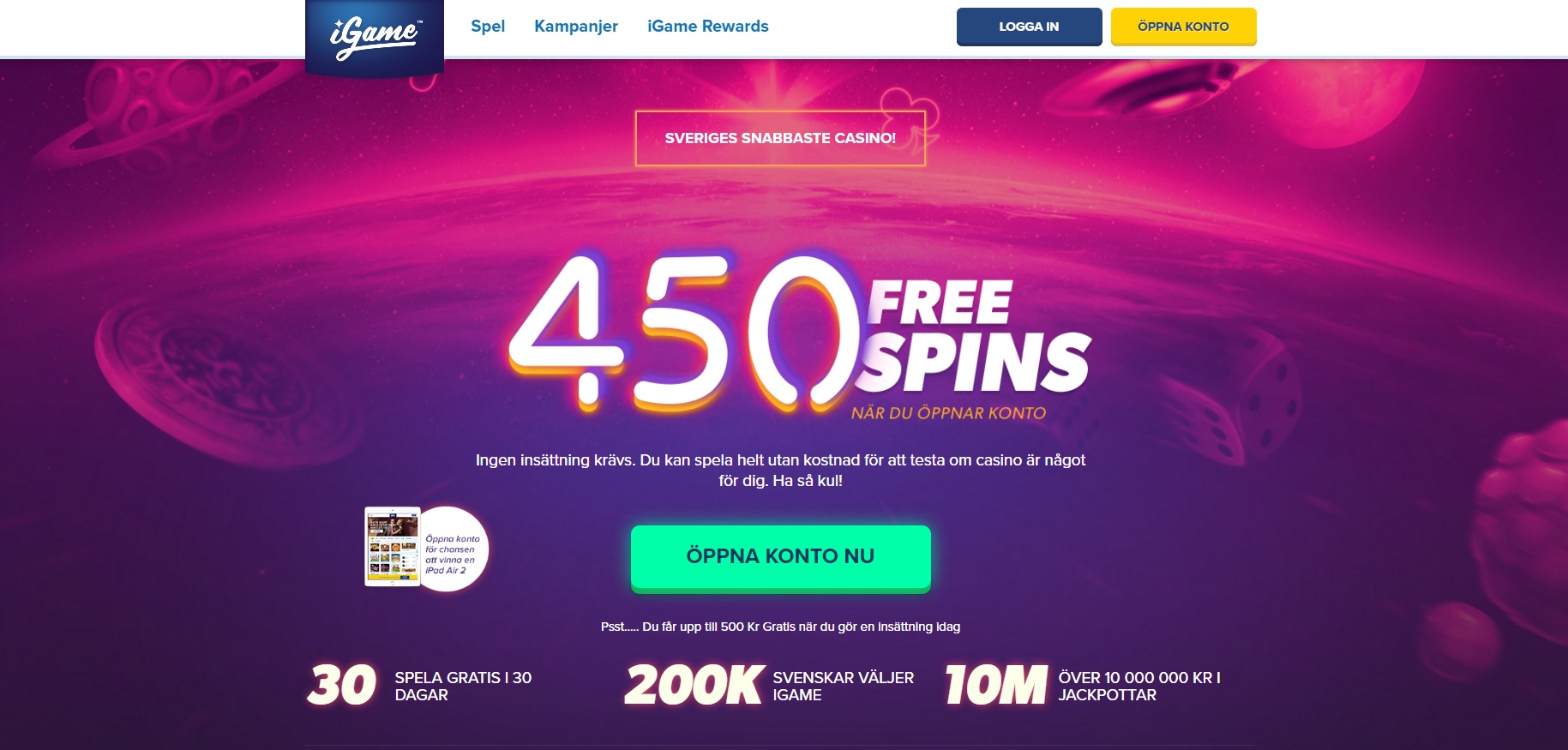 igame casino med free spins