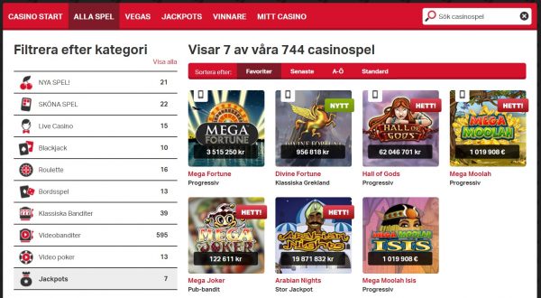 slots med progressiv jackpot